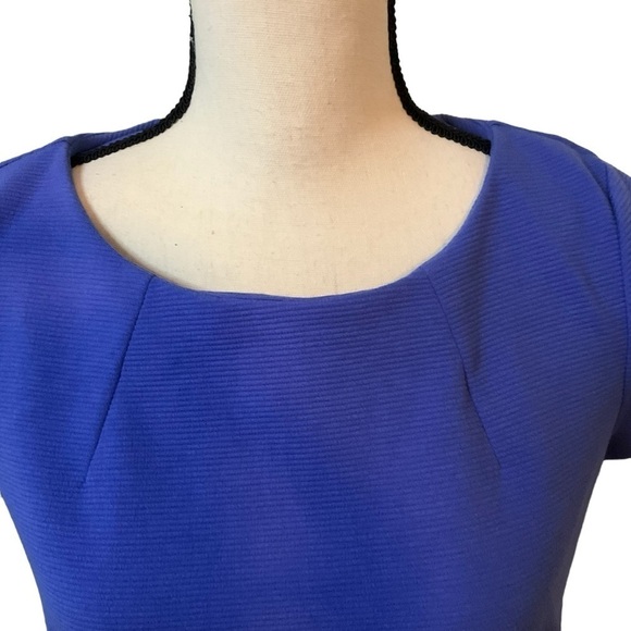 Lilly Pulitzer Blue Shift Dress Textured Sz S Flaw Zipper Pockets Midi - Picture 5 of 10